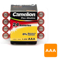 Батарейки Camelion Plus Alkaline мизинчиковые AAA LR03-PB24, 1.5V, 24 шт./уп, цена за упаковку