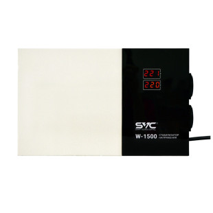 Стабилизатор напряжения SVC W-1500, 1500ВА/1500 Вт, черный/белый