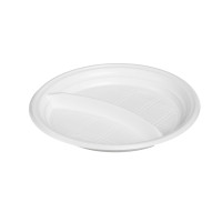 Тарелки одноразовые, двухсекционные, диаметр 20,5 см, 100 шт./уп, белые, цена за упаковку