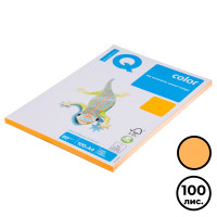 Бумага IQ Color Neon, А4, 80 г/м2, 100 листов, оранжевый неон