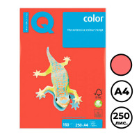 Бумага IQ Color Intensive, А4, 160 г/м2, 250 листов, кораллово-красная