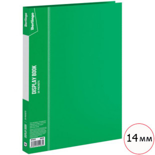 Папка файловая на 20 файлов Berlingo, А4 формат, корешок 14 мм, зеленая