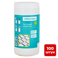 Туба с влажными чистящими салфетками для пластика OfficeClean, 100 шт/туба