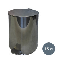 Ведро-контейнер для мусора Титан, 15 л, с педалью, круглое, металл, хром
