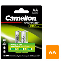 Аккумулятор Camelion AlwaysReady, пальчиковые AA, Ni-MH, 2300 mAh 1.2V, 2 шт, цена за упаковку