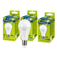 Лампа светодиодная Ergolux LED-A65-20W-E27-3K, 20 Вт, 3000К, теплый белый свет, E27, форма шар
