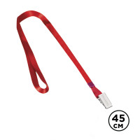 Шнурок для бейджа Brauberg, длина 45 см, металлический клип, красный