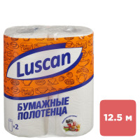 Полотенца бумажные Luscan, 2-х слойные, 2 рулона в упаковке, 12,5 м, белые