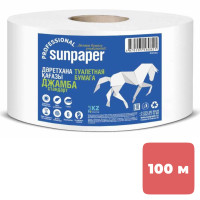 Туалетная бумага рулонная Sunpaper Jumbo Standart, 100 метров, 2-х слойная, белая