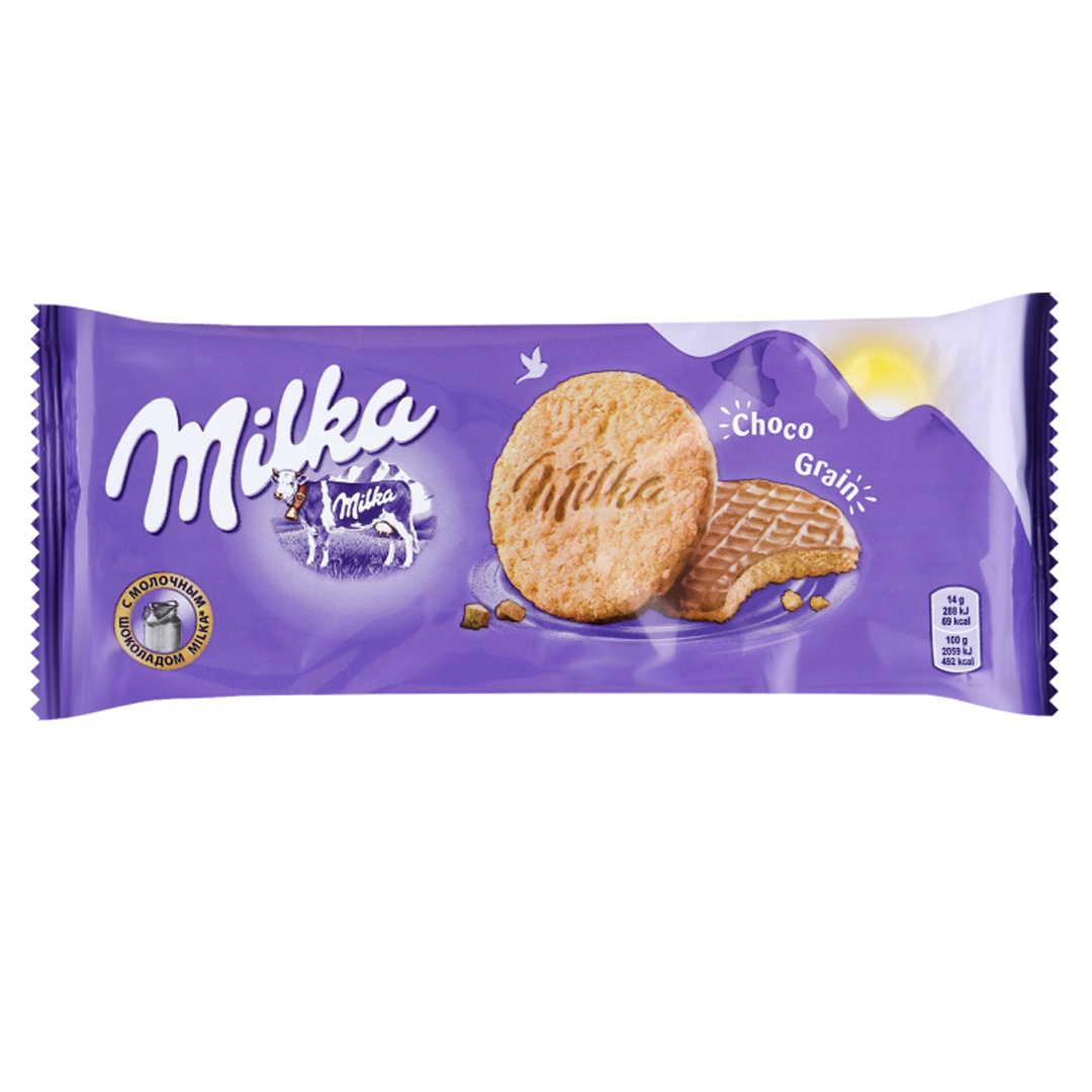 Печенье Milka, овсяное, в шоколаде, 168 гр