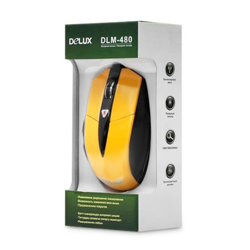Купить Мышь проводная лазерная Delux DLM-480LUY, USB, 4 кнопки, 1000 ...