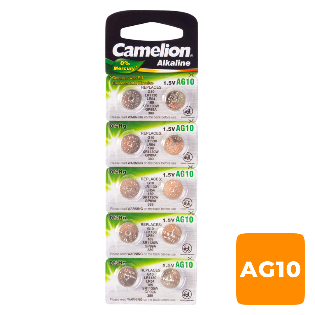 Батарейки Camelion Alkaline AG10-BP10, 1,5 V, 10 шт./упак, цена за упаковку