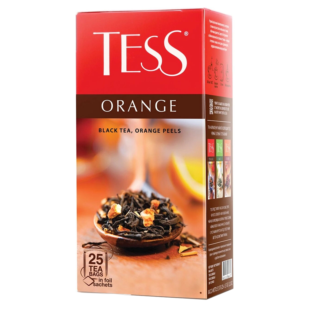 Чай Tess Orange, черный, с цедрой апельсина, 25 пакетиков