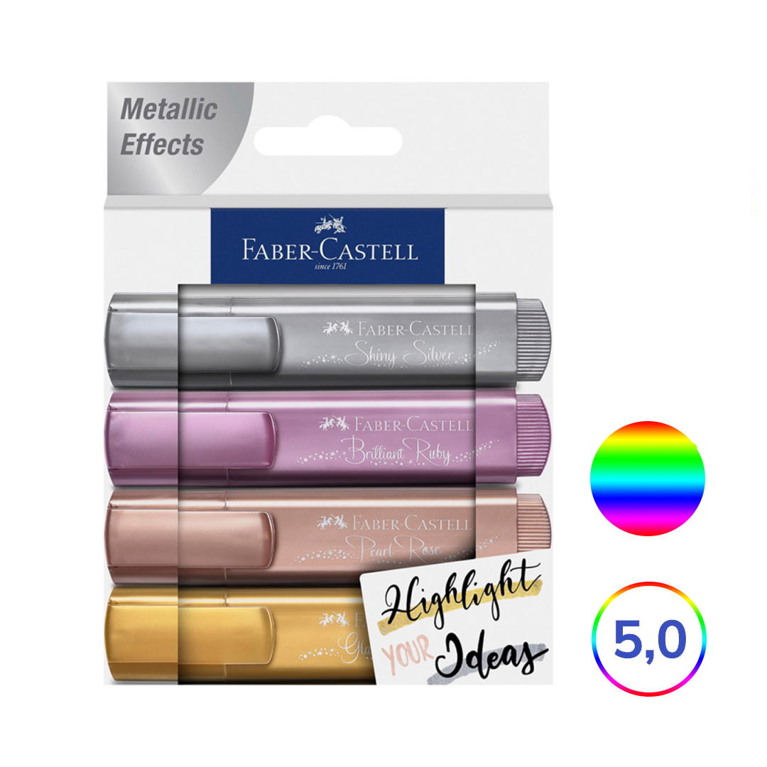 Набор текстовыделителей Faber-Castell "TL 46 Metallic", 1-5 мм, 4 цвета, блистер