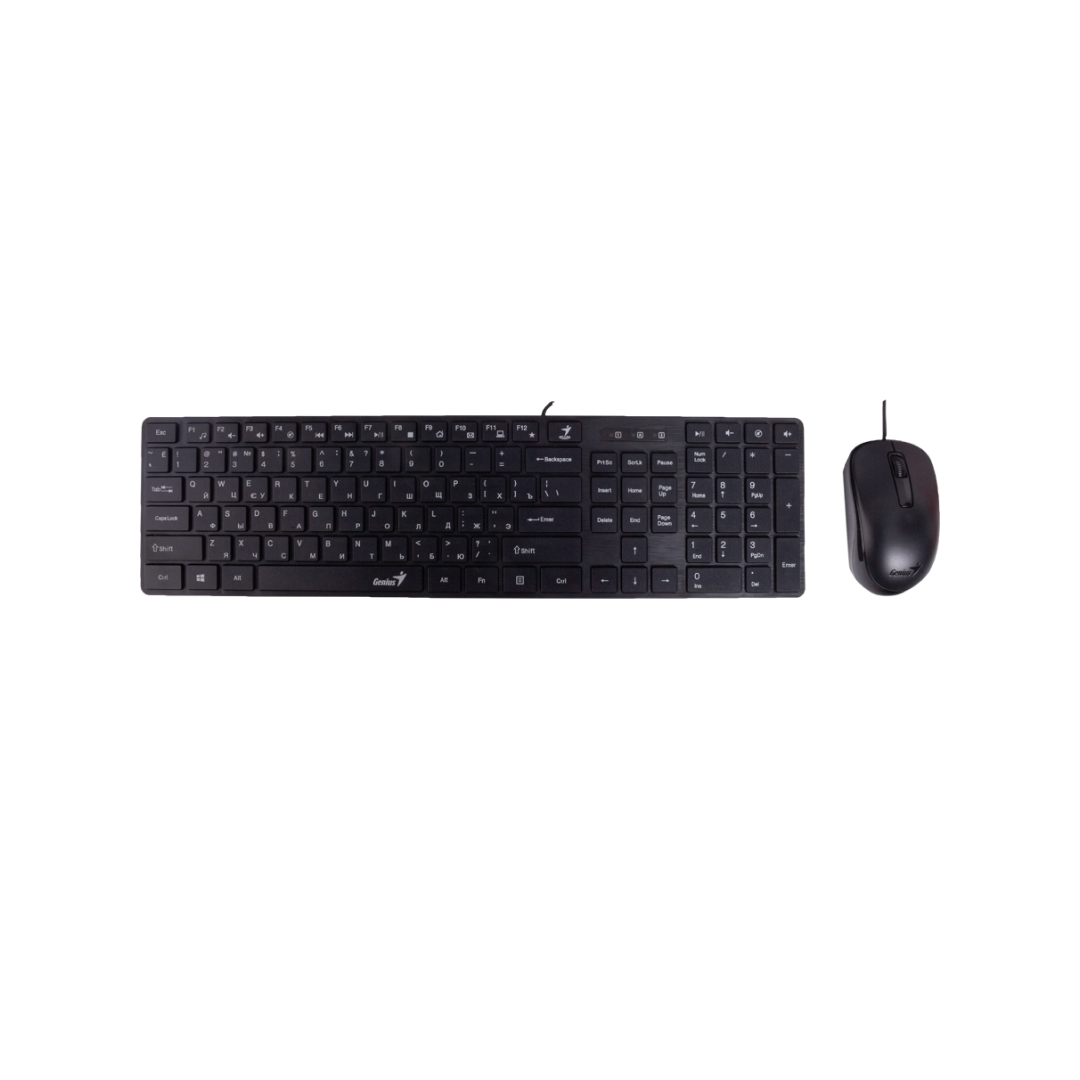 Проводной набор Genius Slimstar C126, клавиатура и оптическая мышь, USB, черный