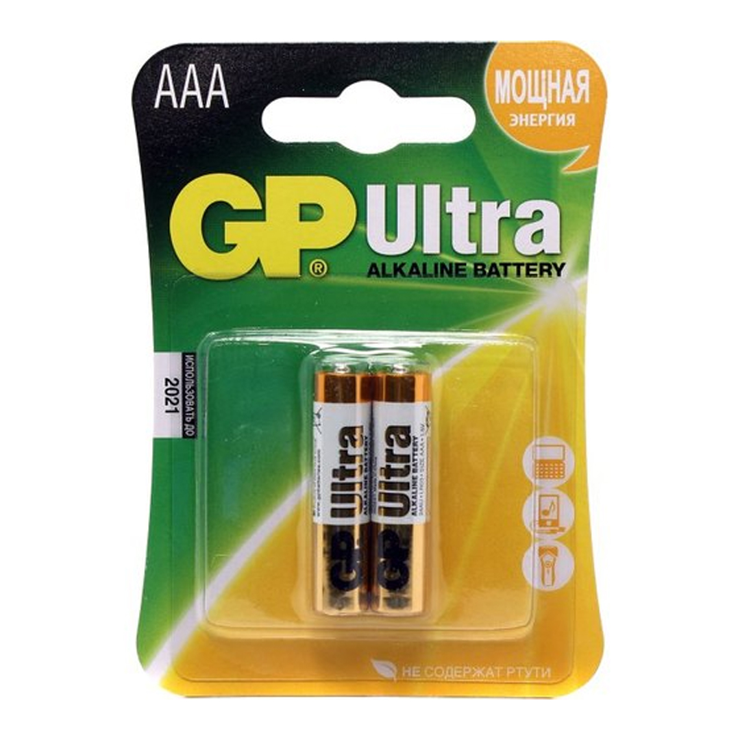 Батарейки GP Ultra мизинчиковые АAA LR03 24AU, 1.5V, алкалиновые, 2 шт./уп, цена за упаковку