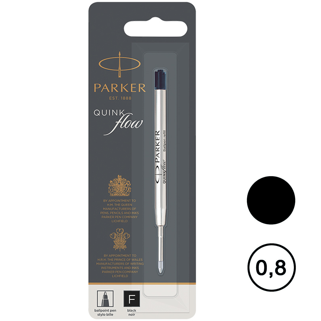 Стержень F (0,8 мм) для шариковой ручки Parker, черный, на блистере