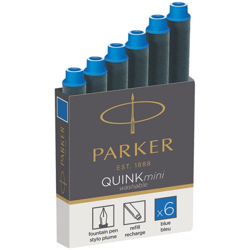 Картриджи чернильные Parker "Cartridge Quink Mini", синие, 6 шт. в упаковке