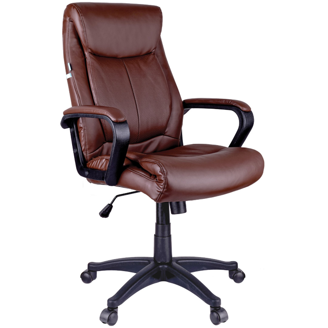 Кресло для руководителя Helmi HL-E02 "Income", экокожа, коричневое