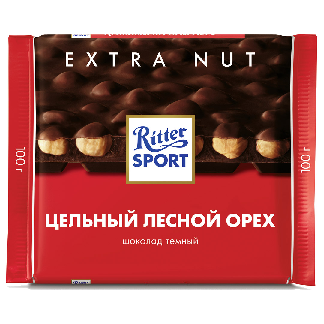 Шоколад темный Ritter SPORT "Цельный лесной орех" 100 гр