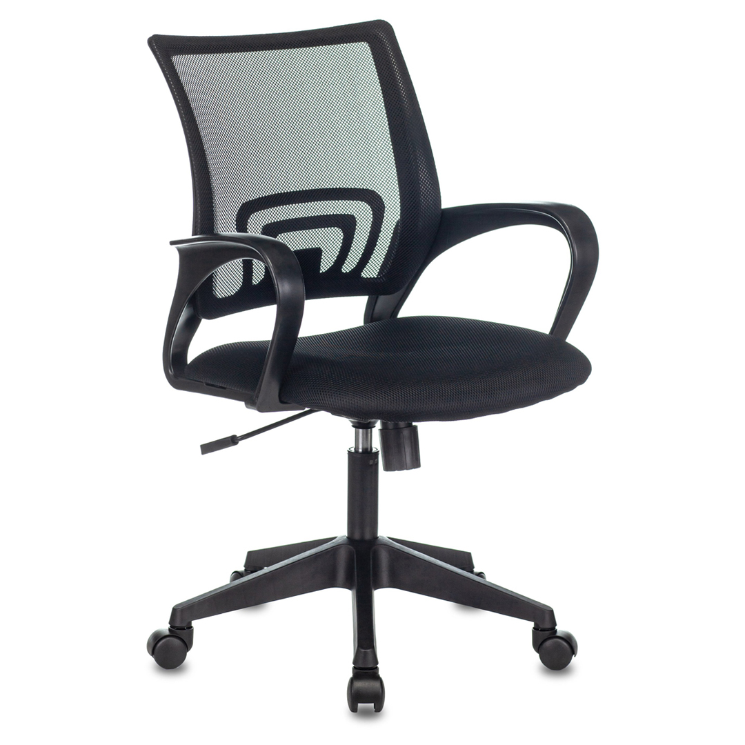 Кресло для персонала Helmi HL-M95 "Airy", ткань черная, сетка, пластик черный