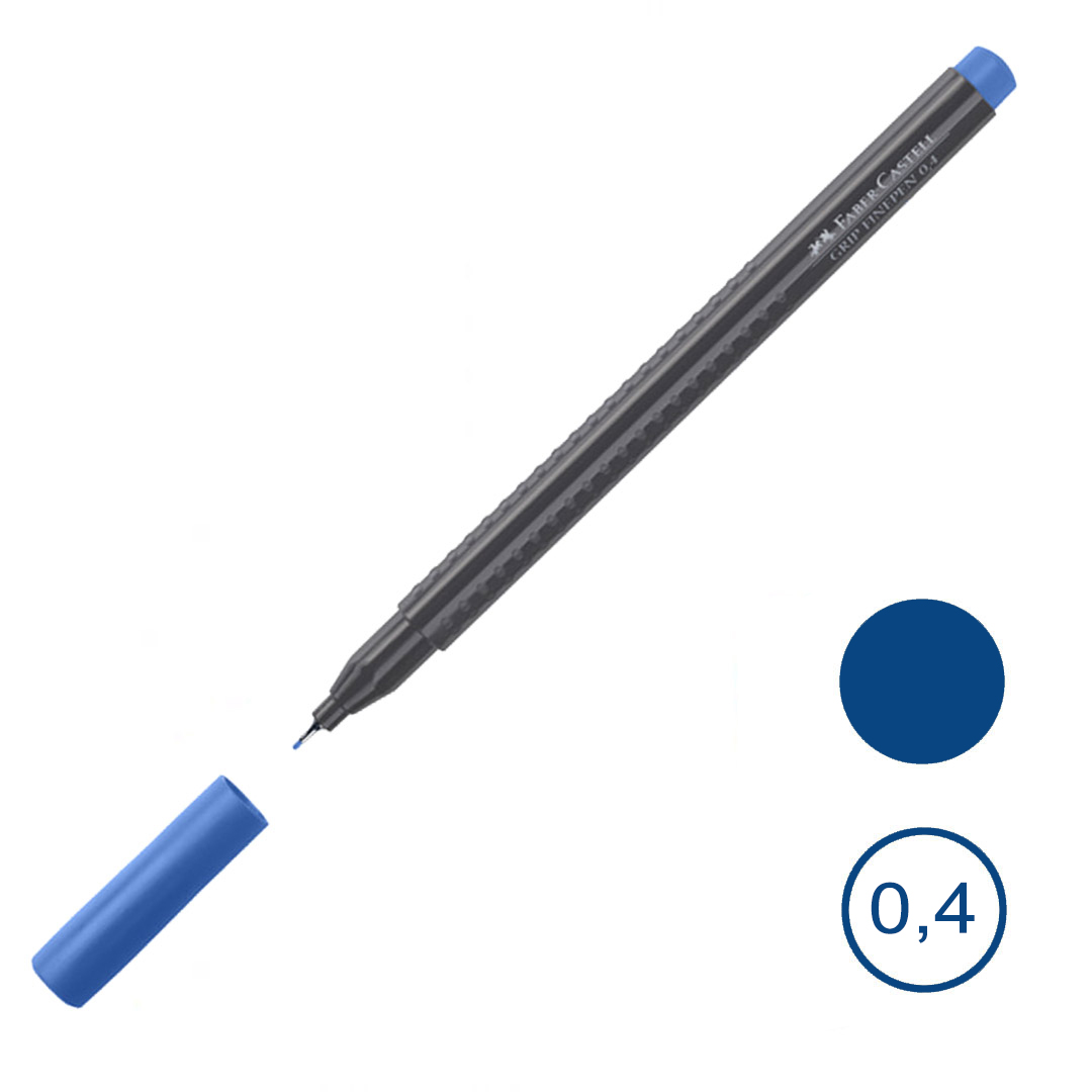 Ручка капиллярная Faber-Castell "Grip Finepen", 0,4 мм, синяя, цена за штуку
