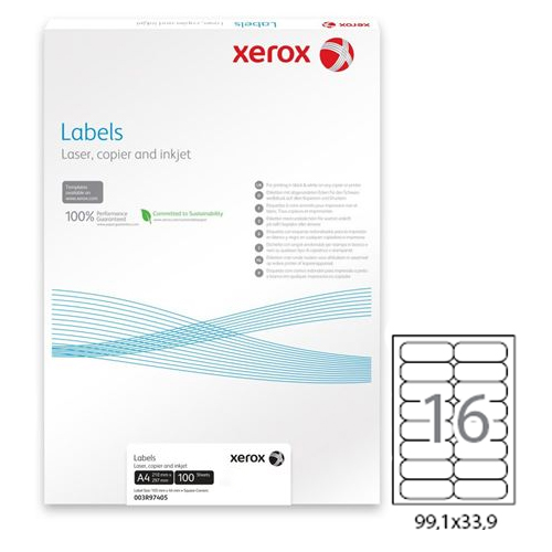 Купить Этикетка самоклеящаяся Xerox Labels, A4, размер 99,1*34 мм, 16