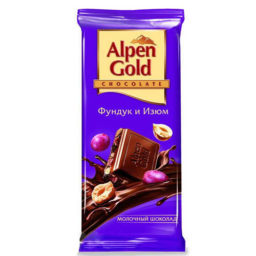 Купить Шоколад Alpen Gold "Фундук и изюм", 90 гр: в Алмате, Астане ...