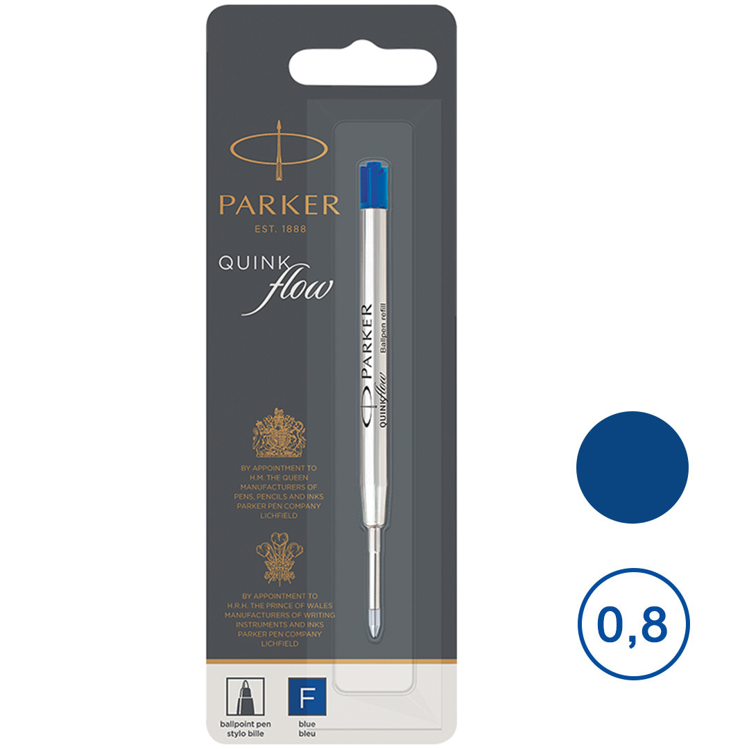 Стержень F (0,8 мм) для шариковой ручки Parker, синий, на блистере