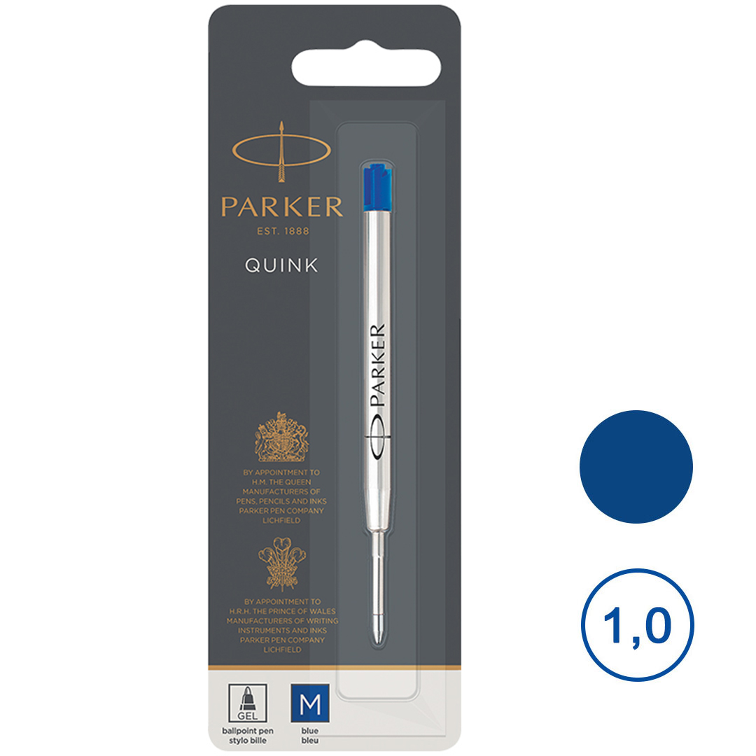 Стержень M (1 мм) для шариковой ручки Parker, синий, на блистере