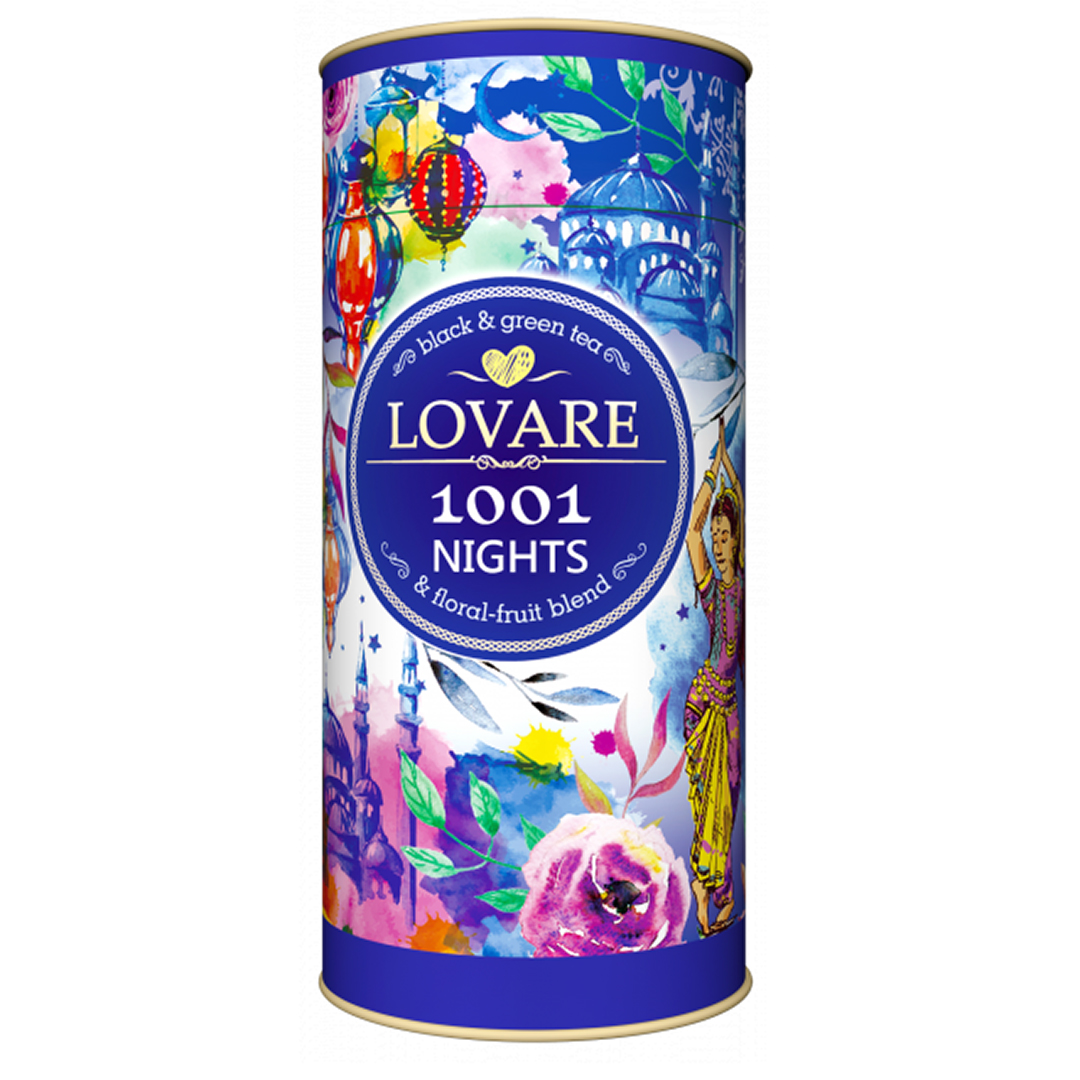 Чай Lovare "1001 ночь", ассорти, 80 гр, листовой, тубус