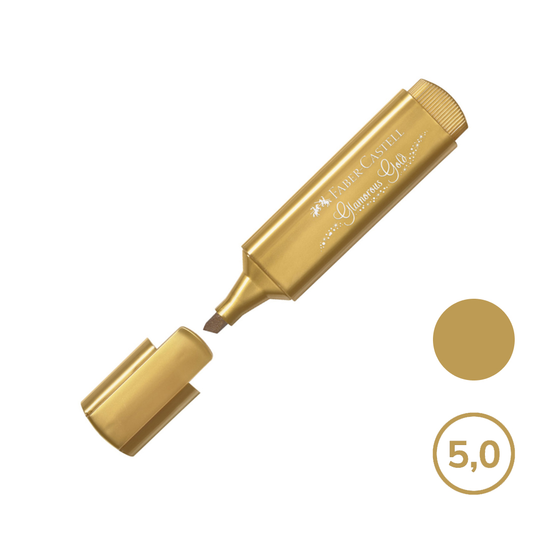 Текстмаркер Faber-Castell "TL 46", скошенный наконечник 1-5 мм, металлик, золото