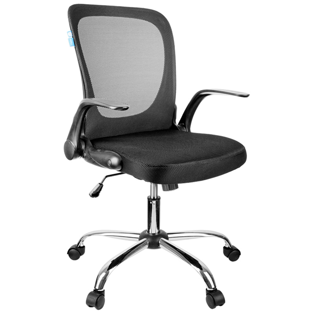Кресло для персонала Helmi HL-M04 "Active", ткань черная, сетка, пластик черный