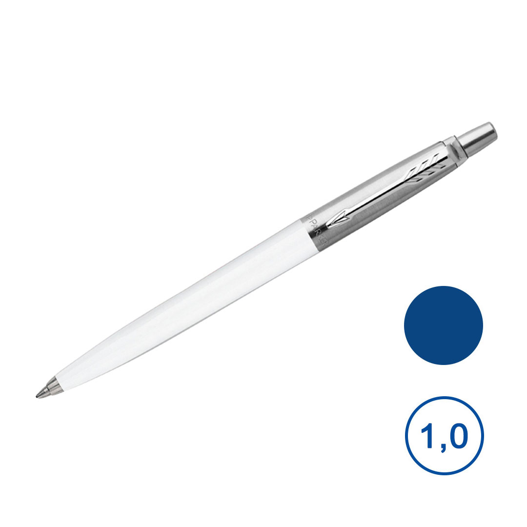 Ручка шариковая Parker "Jotter White", 1 мм, синяя