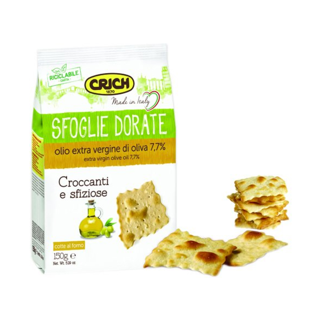 Крекеры Crich Sfoglie Dorate, с оливковым маслом, 150 гр