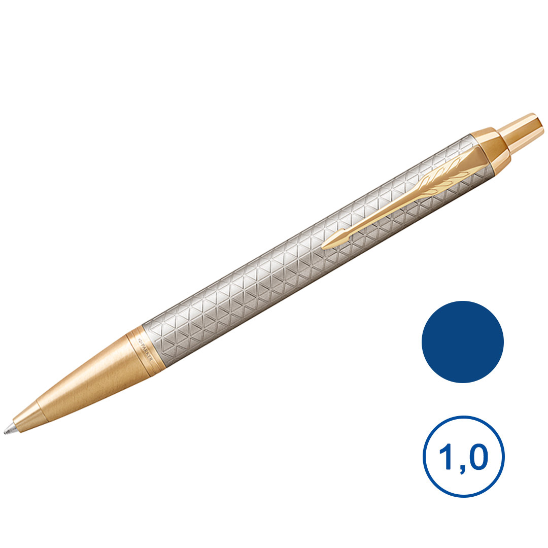 Ручка шариковая Parker "IM Premium Warm Silver GT", 1 мм, синяя
