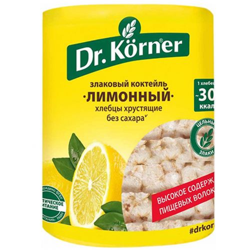 Купить Хлебцы сладкие Dr.Korner, лимонный злаковый коктейль, 100 гр: в ...