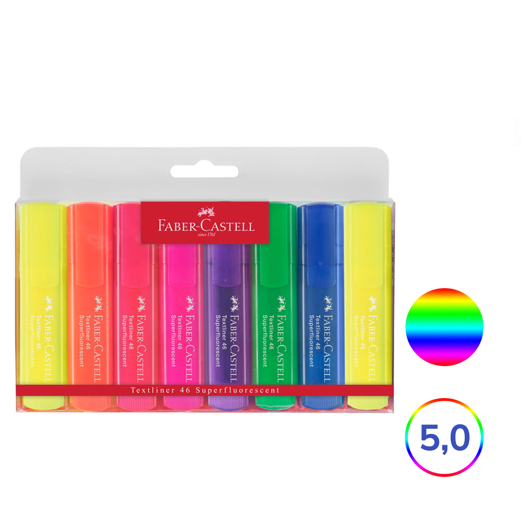 Набор текстмаркеров Faber-Castell "46 Superfluorescent", флуоресцентные, 1-5 мм, 8 цветов