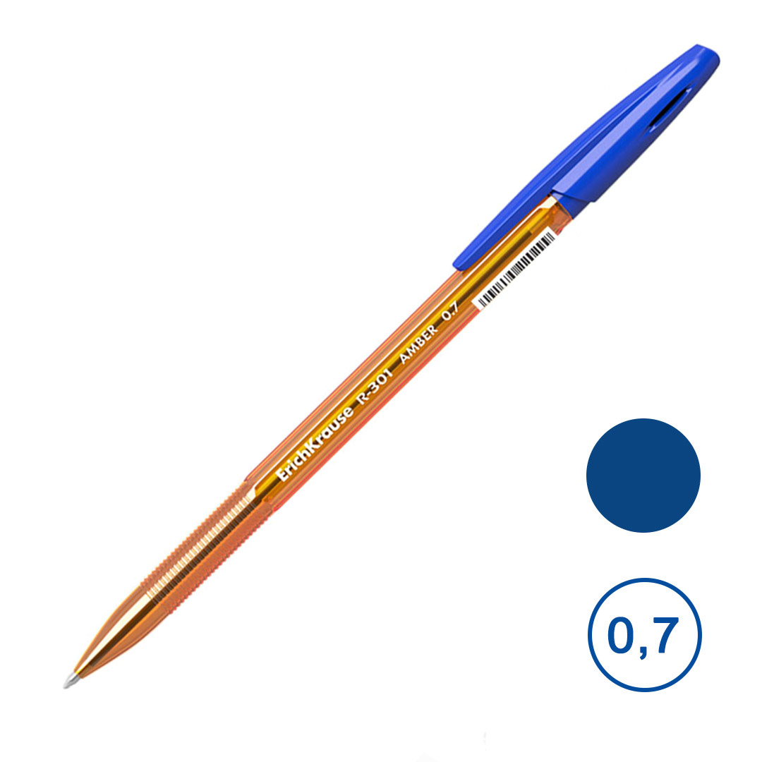 Купить Ручка шариковая Erich Krause "R-301" Amber Stick, 0,7 мм, синяя ...