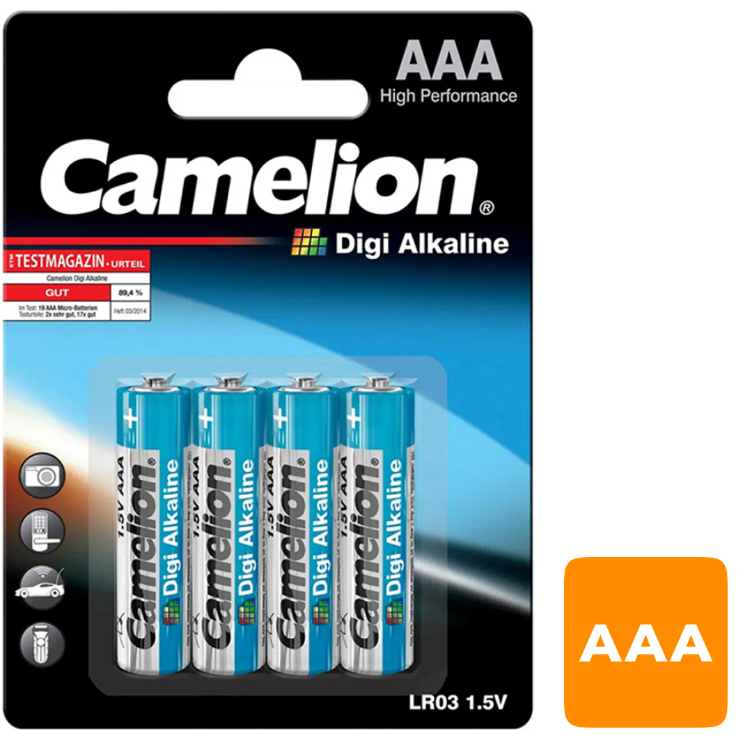 Батарейки Camelion Digi Alkaline мизинчиковые AAA LR03-BP4DG, 1.5V, 4 шт./уп, цена за упаковку
