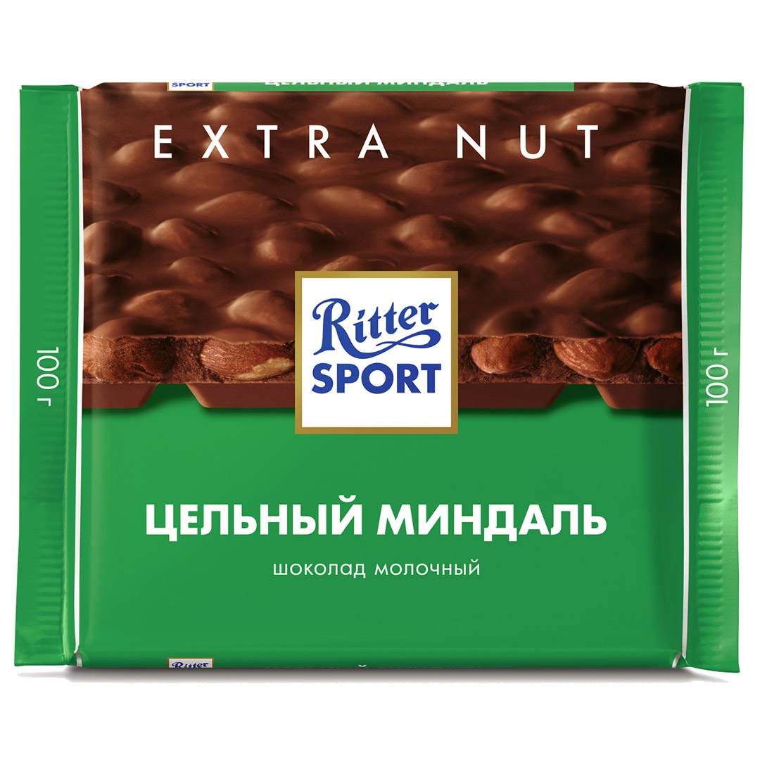 Шоколад молочный Ritter SPORT "Цельный миндаль" 100 гр